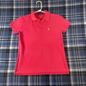 Ralph Lauren Womens Classic Fit Cotton Pique Polo Shirt Pink Lime Green Pony S